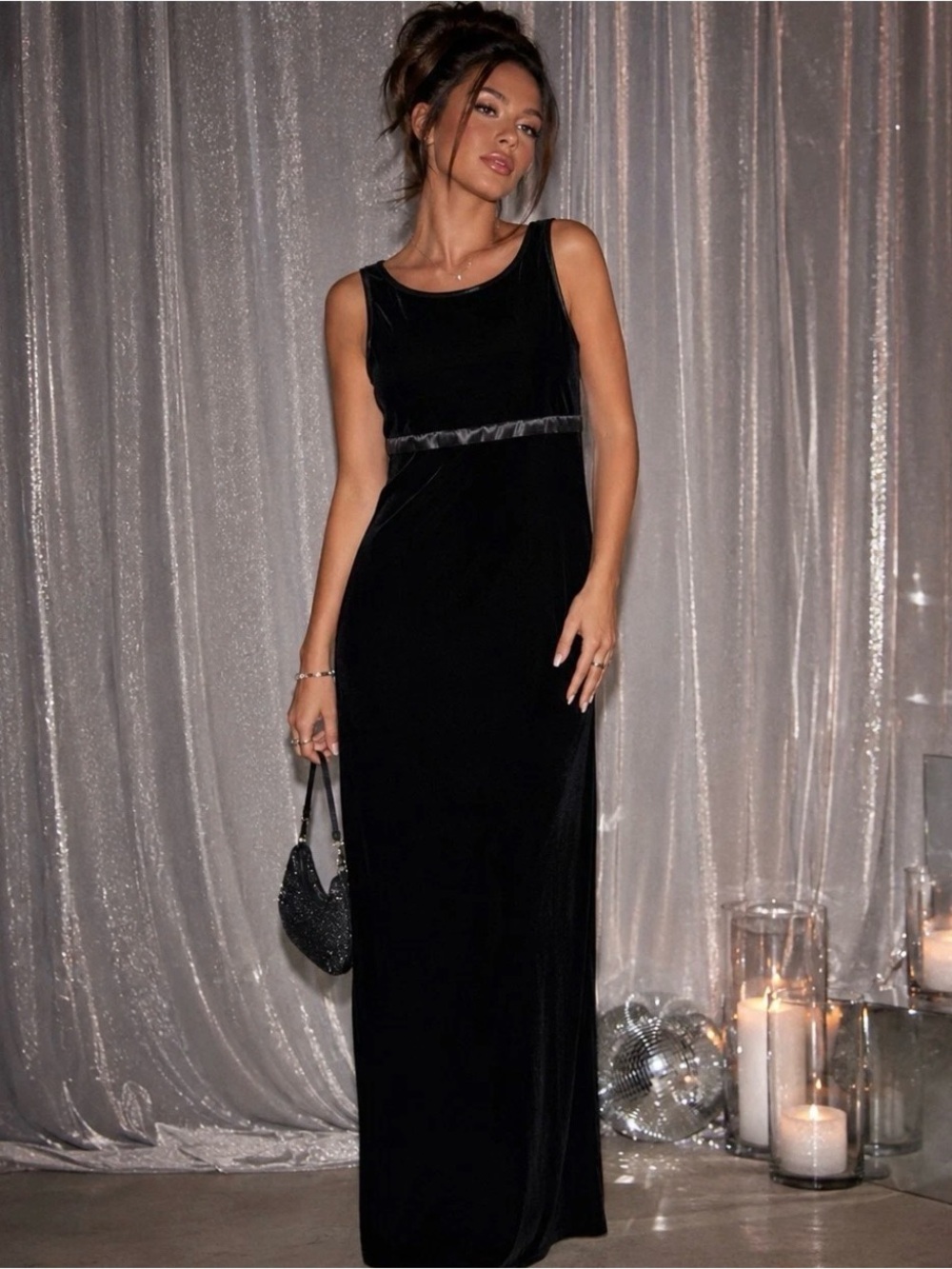 VTG Y2K My Michelle Velvet Maxi Dress Black S Whimsigoth Fairy Grunge